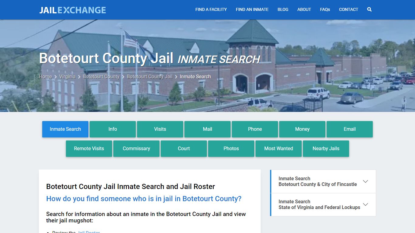 Inmate Search: Roster & Mugshots - Botetourt County Jail, VA